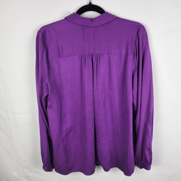 J. Jill Soft Luxe Button Front Shirt Purple Gem Size Small - Picture 3 of 7